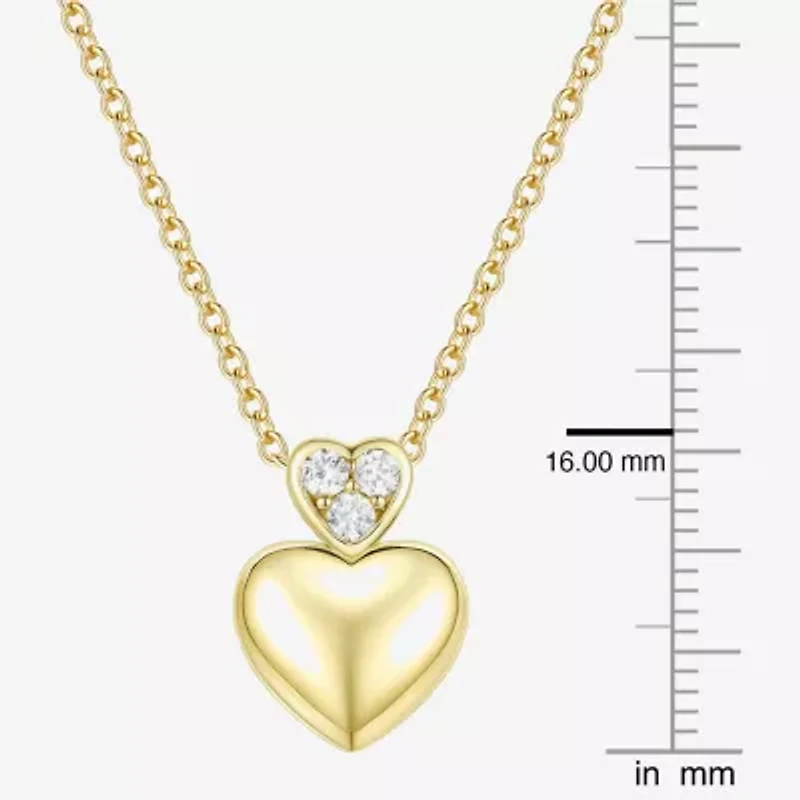 (G-H / Vs2-Si1) Womens 1/10 CT. T.W. Lab Grown White Diamond 14K Gold Over Silver Heart 18 Inch Pendant Necklace