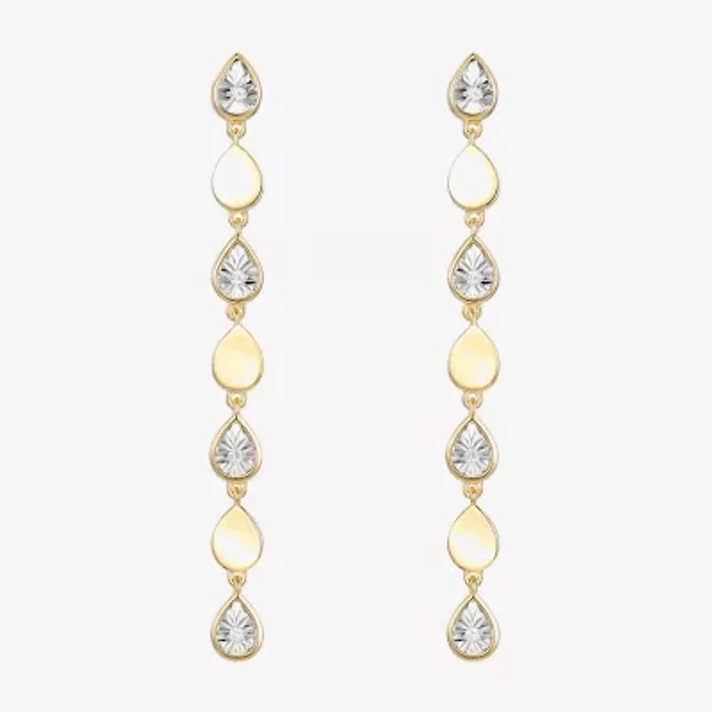 (J-K / I3) Womens Diamond Accent Genuine White Diamond Accent 14K Gold Over Silver Drop Earrings