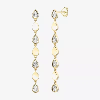 (J-K / I3) Womens Diamond Accent Genuine White Diamond Accent 14K Gold Over Silver Drop Earrings