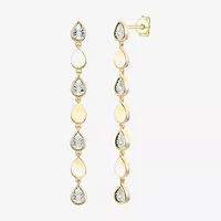 (J-K / I3) Womens Diamond Accent Genuine White Diamond Accent 14K Gold Over Silver Drop Earrings