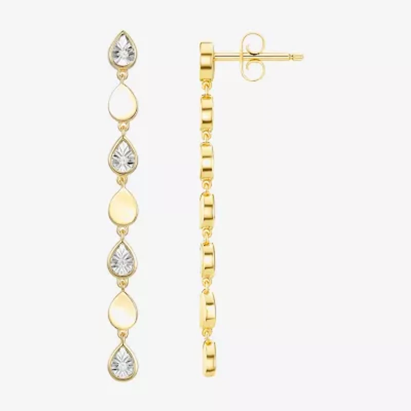(J-K / I3) Womens Diamond Accent Genuine White Diamond Accent 14K Gold Over Silver Drop Earrings