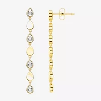 (J-K / I3) Womens Diamond Accent Genuine White Diamond Accent 14K Gold Over Silver Drop Earrings