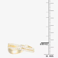 (G-H / Vs2-Si1) Womens 2MM 1/3 CT. T.W. Lab Grown White Diamond 14K Gold Over Silver Crossover Band