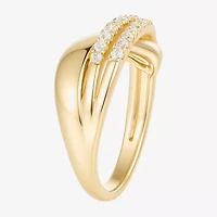 (G-H / Vs2-Si1) Womens 2MM 1/3 CT. T.W. Lab Grown White Diamond 14K Gold Over Silver Crossover Band