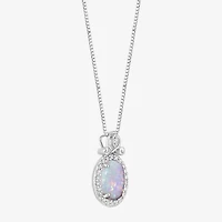 Enchanted Disney Fine Jewelry Cinderella (I, I2) Womens Lab Created White Opal Sterling Silver Oval 18 Inch Pendant Necklace