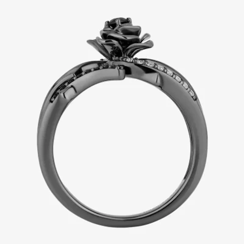 Maleficent(I, I2) Womens 1/10 CT. T.W. Genuine Black Spinel Sterling Silver Maleficent Cocktail Ring