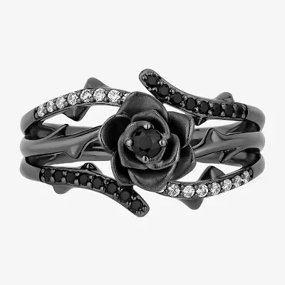 Maleficent(I, I2) Womens 1/10 CT. T.W. Genuine Black Spinel Sterling Silver Maleficent Cocktail Ring