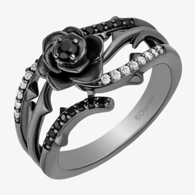 Maleficent(I, I2) Womens 1/10 CT. T.W. Genuine Black Spinel Sterling Silver Maleficent Cocktail Ring