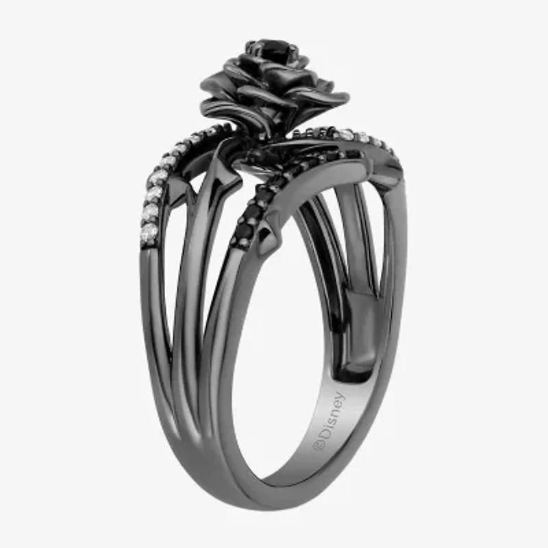 Maleficent(I, I2) Womens 1/10 CT. T.W. Genuine Black Spinel Sterling Silver Maleficent Cocktail Ring