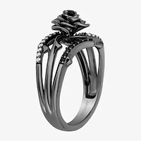 Maleficent(I, I2) Womens 1/10 CT. T.W. Genuine Black Spinel Sterling Silver Maleficent Cocktail Ring