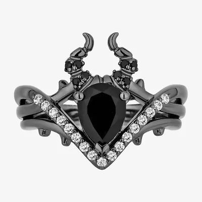 Enchanted Disney Fine Jewelry Maleficent(I, I2) Womens 1/6 CT. T.W. Genuine Black Onyx Sterling Silver Maleficent Cocktail Ring