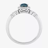Enchanted Disney Fine Jewelry Cinderella (I, I2) Womens 1/8 CT. T.W. Genuine Blue Topaz Sterling Silver Cocktail Ring