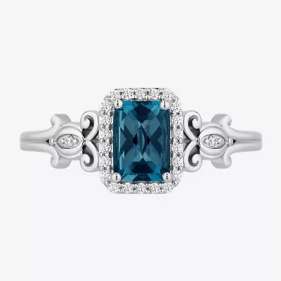 Enchanted Disney Fine Jewelry Cinderella (I, I2) Womens 1/8 CT. T.W. Genuine Blue Topaz Sterling Silver Cocktail Ring