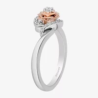 Belle (I,I2) Womens 1/8 CT. T.W. Lab Grown White Diamond 14K Rose Gold Over Silver Beauty and the Beast Cocktail Ring