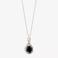 Enchanted Disney Fine Jewelry Maleficent (I, I2) Womens Genuine Black Spinel 14K Rose Gold Over Silver Sterling Silver Oval 18 Inch Pendant Necklace