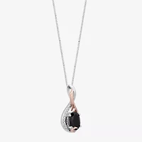Enchanted Disney Fine Jewelry Maleficent (I, I2) Womens Genuine Black Spinel 14K Rose Gold Over Silver Sterling Silver Oval 18 Inch Pendant Necklace