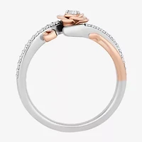 Enchanted Disney Fine Jewelry Belle (I,I2) Womens 1/6 CT. T.W. Lab Grown White Diamond 14K Rose Gold Over Silver Sterling Beauty and the Beast Cocktail Ring