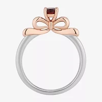 Enchanted Disney Fine Jewelry Snow White(I,I2) Womens 3/4 CT. T.W. Genuine Red Garnet 14K Rose Gold Over Silver Sterling Oval White Cocktail Ring