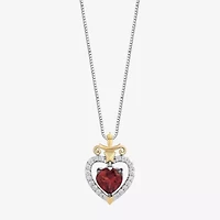 Enchanted Disney Fine Jewelry Evil Queen (I, I2) Womens Genuine Red Garnet 14K Gold Over Silver Sterling Silver Heart 18 Inch Pendant Necklace