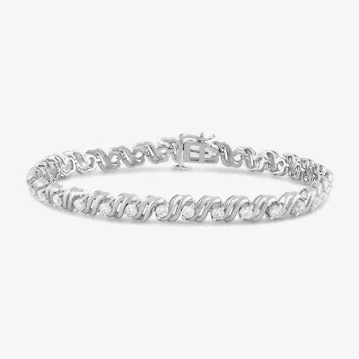 (I / I2) Womens 2 CT.T.W. Lab Grown White Diamond Sterling Silver 7.25 Inch Tennis Bracelet