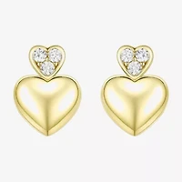 (G-H / Vs2-Si1) Womens 1/10 CT. T.W. Lab Grown White Diamond 14K Gold Over Silver Heart Drop Earrings