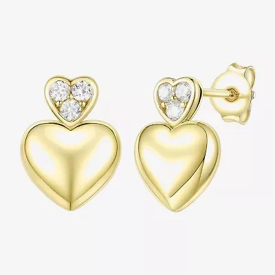 (G-H / Vs2-Si1) Womens 1/10 CT. T.W. Lab Grown White Diamond 14K Gold Over Silver Heart Drop Earrings
