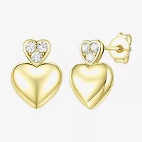 (G-H / Vs2-Si1) Womens 1/10 CT. T.W. Lab Grown White Diamond 14K Gold Over Silver Heart Drop Earrings