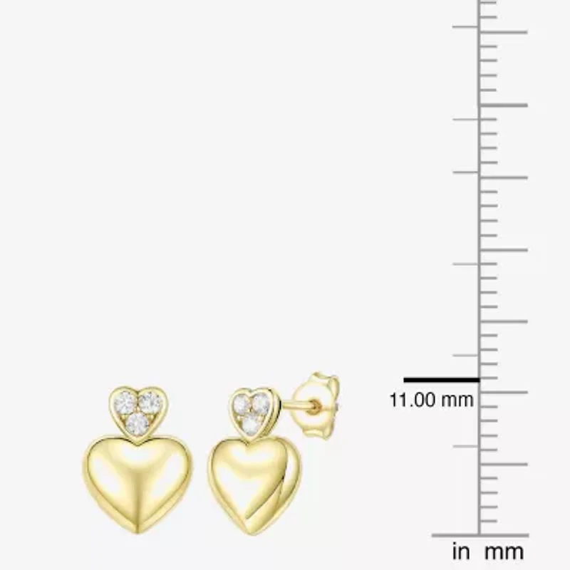 (G-H / Vs2-Si1) Womens 1/10 CT. T.W. Lab Grown White Diamond 14K Gold Over Silver Heart Drop Earrings