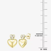 (G-H / Vs2-Si1) Womens 1/10 CT. T.W. Lab Grown White Diamond 14K Gold Over Silver Heart Drop Earrings