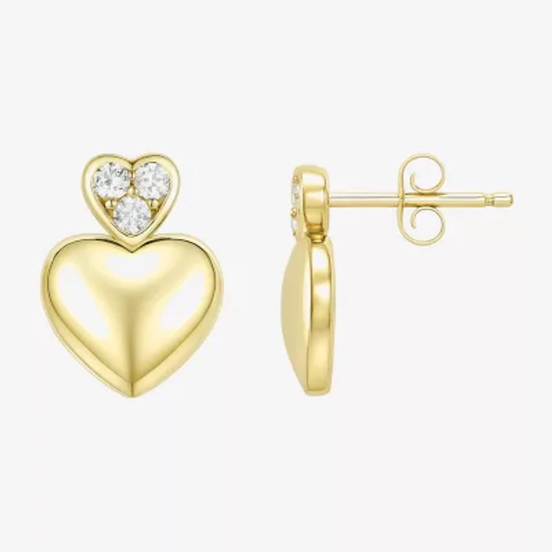 (G-H / Vs2-Si1) Womens 1/10 CT. T.W. Lab Grown White Diamond 14K Gold Over Silver Heart Drop Earrings
