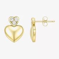 (G-H / Vs2-Si1) Womens 1/10 CT. T.W. Lab Grown White Diamond 14K Gold Over Silver Heart Drop Earrings