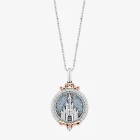 Enchanted Disney Fine Jewelry Disney Princess(I, I2) Womens 1/6 CT. T.W. Genuine Blue Drusy 14K Rose Gold Over Silver Sterling Silver Round 18 Inch Pendant Necklace