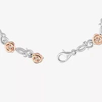 Enchanted Disney Fine Jewelry Belle (I,I2) Womens 14K Rose Gold Over Silver Sterling Silver Solid Beauty and the Beast Belle Link Bracelet
