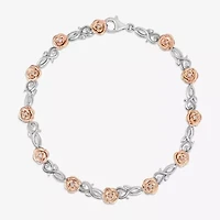 Enchanted Disney Fine Jewelry Belle (I,I2) Womens 14K Rose Gold Over Silver Sterling Silver Solid Beauty and the Beast Belle Link Bracelet