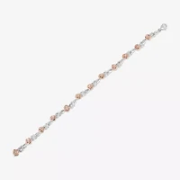 Enchanted Disney Fine Jewelry Belle (I,I2) Womens 14K Rose Gold Over Silver Sterling Silver Solid Beauty and the Beast Belle Link Bracelet