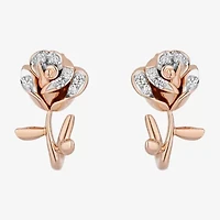 Enchanted Disney Fine Jewelry Belle (I,I2) 1/8 CT. T.W. Lab Grown White Diamond 14K Rose Gold Over Silver 12.8mm Flower Beauty and the Beast Belle Stud Earrings