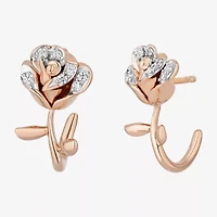 Enchanted Disney Fine Jewelry Belle (I,I2) 1/8 CT. T.W. Lab Grown White Diamond 14K Rose Gold Over Silver 12.8mm Flower Beauty and the Beast Belle Stud Earrings