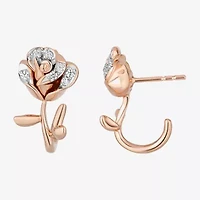 Enchanted Disney Fine Jewelry Belle (I,I2) 1/8 CT. T.W. Lab Grown White Diamond 14K Rose Gold Over Silver 12.8mm Flower Beauty and the Beast Belle Stud Earrings