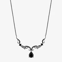 Enchanted Disney Fine Jewelry Maleficent Womens Genuine Black Onyx Sterling Silver Pear 15 Inch Pendant Necklace