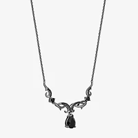 Enchanted Disney Fine Jewelry Maleficent Womens Genuine Black Onyx Sterling Silver Pear 15 Inch Pendant Necklace