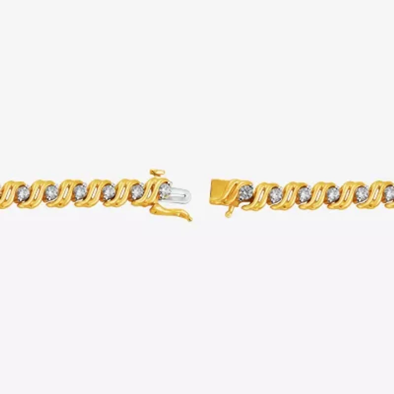 (I, I2) Womens 2 CT. T.W. Lab Grown White Diamond 14K Gold Over Silver 8 Inch Tennis Bracelet