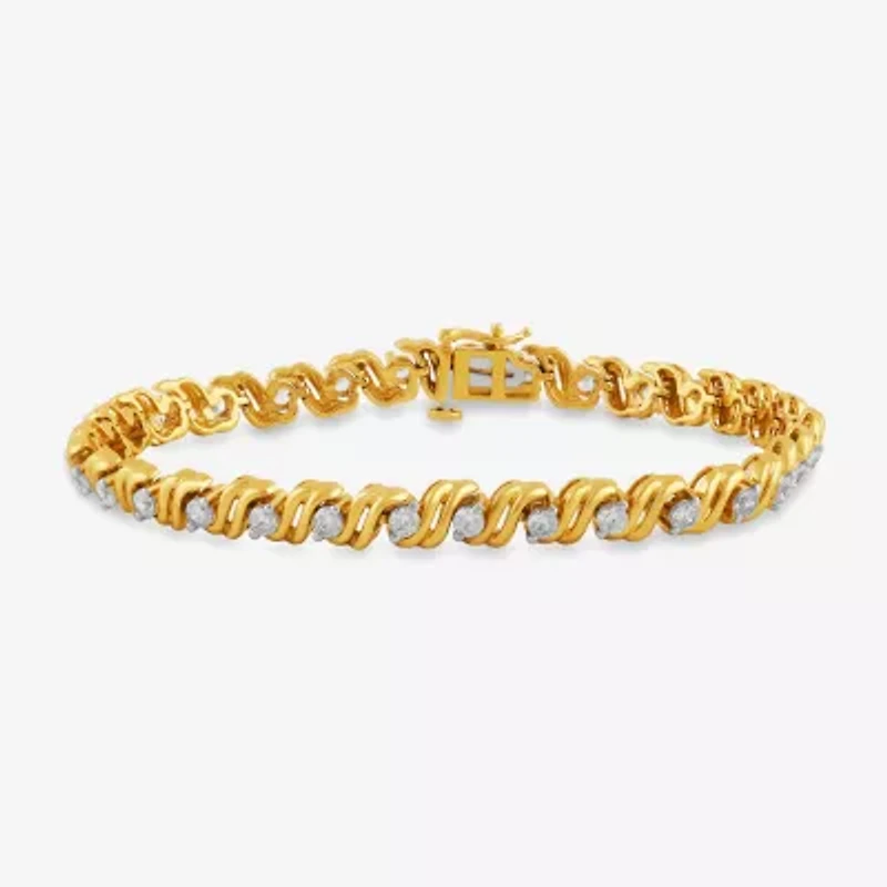 (I, I2) Womens 2 CT. T.W. Lab Grown White Diamond 14K Gold Over Silver 8 Inch Tennis Bracelet