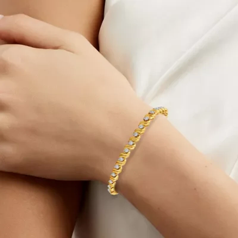 (I, I2) Womens 2 CT. T.W. Lab Grown White Diamond 14K Gold Over Silver 8 Inch Tennis Bracelet