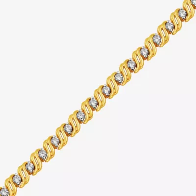 (I, I2) Womens 2 CT. T.W. Lab Grown White Diamond 14K Gold Over Silver 8 Inch Tennis Bracelet