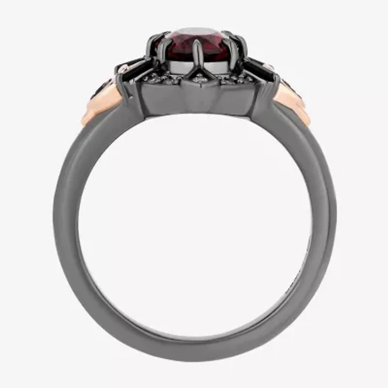 Enchanted Disney Fine Jewelry Evil Queen (I, I2) Womens 1/10 CT. T.W. Genuine Red Garnet 14K Rose Gold Over Silver Sterling Oval Snow White Cocktail Ring