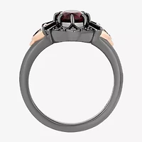 Enchanted Disney Fine Jewelry Evil Queen (I, I2) Womens 1/10 CT. T.W. Genuine Red Garnet 14K Rose Gold Over Silver Sterling Oval Snow White Cocktail Ring