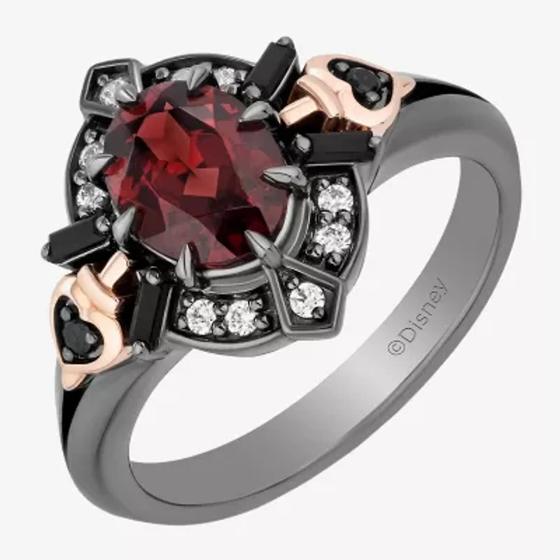 Enchanted Disney Fine Jewelry Evil Queen (I, I2) Womens 1/10 CT. T.W. Genuine Red Garnet 14K Rose Gold Over Silver Sterling Oval Snow White Cocktail Ring