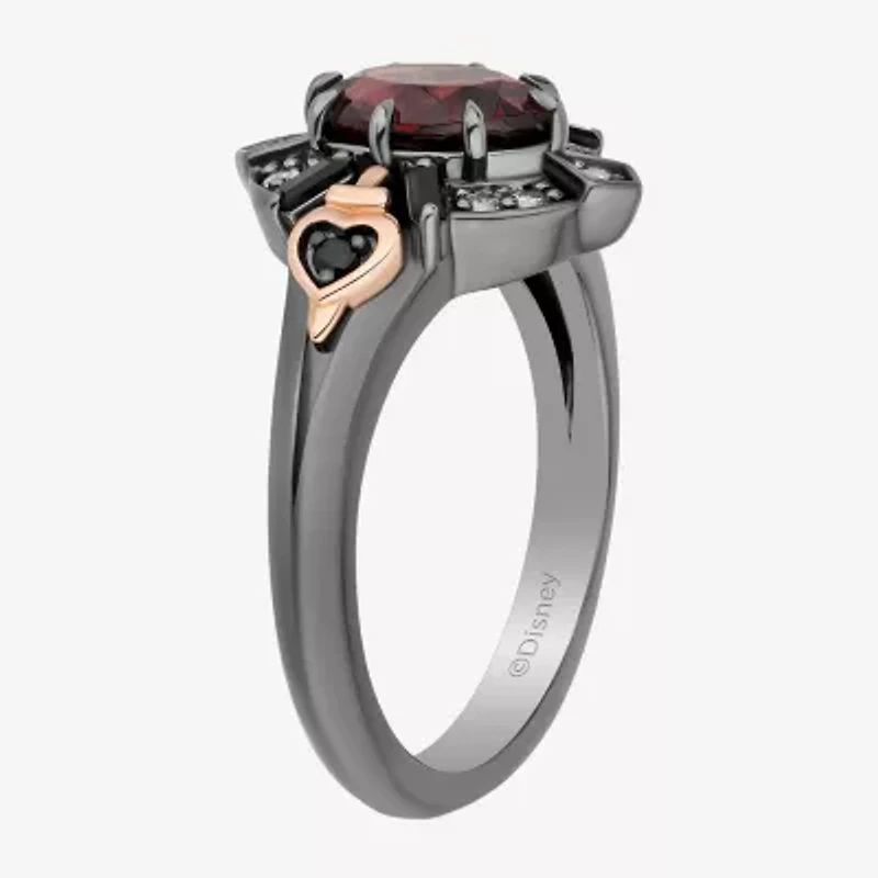 Enchanted Disney Fine Jewelry Evil Queen (I, I2) Womens 1/10 CT. T.W. Genuine Red Garnet 14K Rose Gold Over Silver Sterling Oval Snow White Cocktail Ring