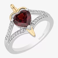 Enchanted Disney Fine Jewelry Evil Queen (I, I2) Womens 1/8 CT. T.W. Genuine Red Garnet 14K Two Tone Gold Over Silver Sterling Snow White Side Stone Cocktail Ring
