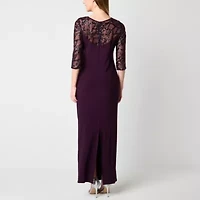 Brianna Milay Womens Sequin 3/4 Sleeve Evening Gown